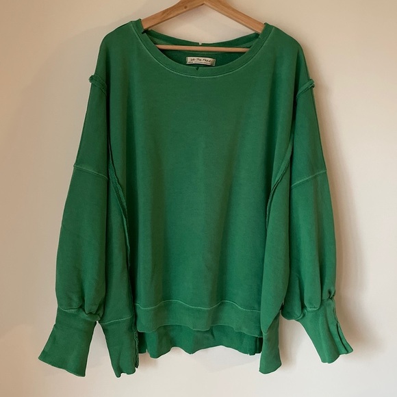 NEW Free People We The Free Camden Sweatshirt In Kelly Green - Picture 12 of 13